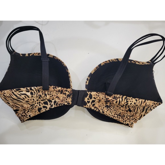 Womens Animal Print Lace Trim Very Sexy Push Up Bra Victoria Secret 36DD - Picture 3 of 5